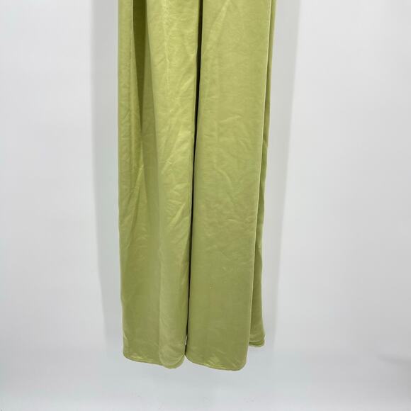 ELLIATT | Kai Maxi Dress in Avocado Green Satin Surplice Balloon Sleeve L - Picture 15 of 16